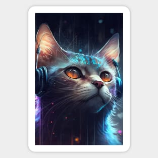 Sparkling Lofi Cyberpunk Cat Sticker